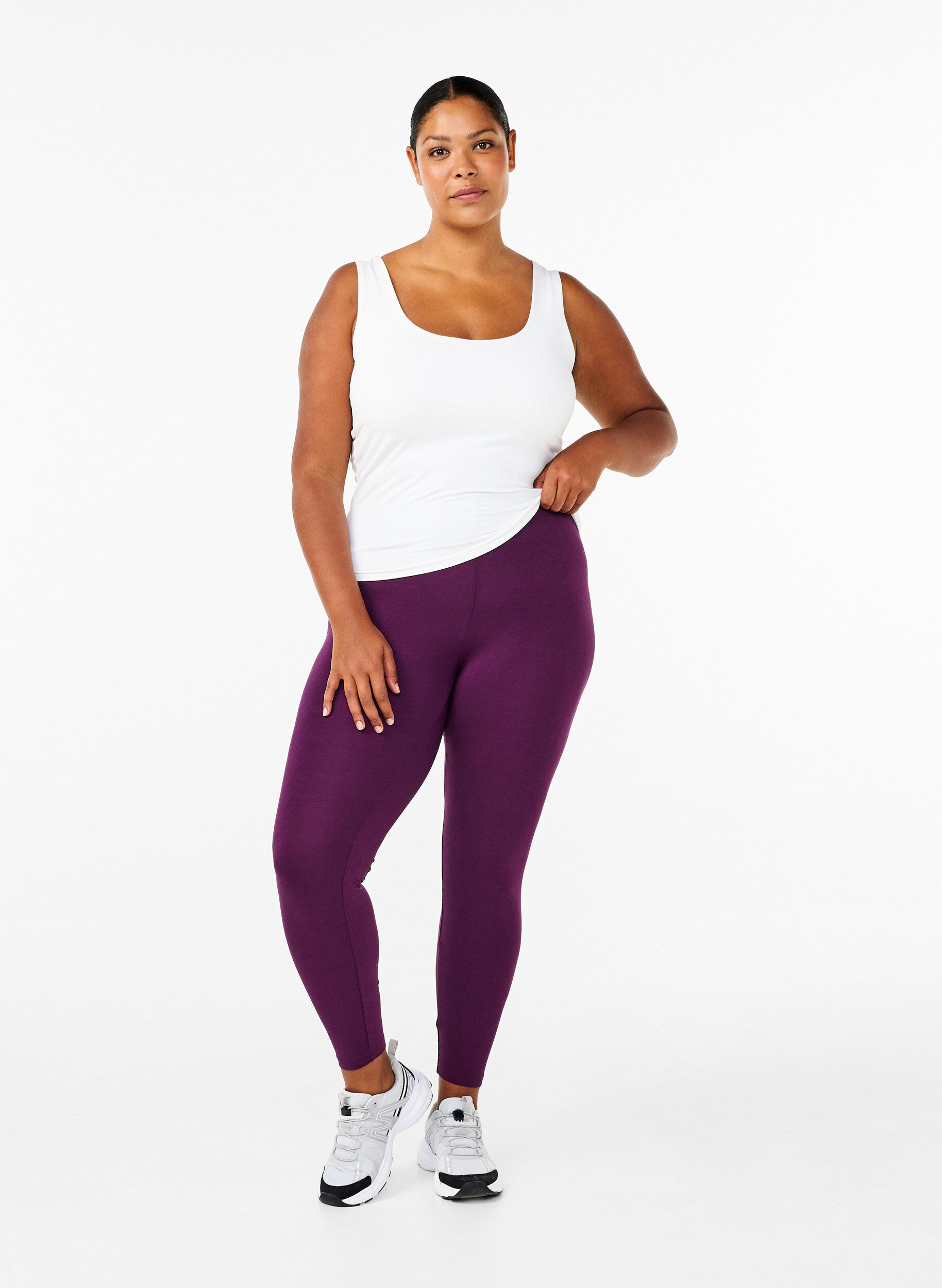 Zizzi Basic Leggings aus Viskose, Lila, Model image number 1