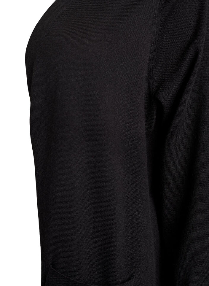 Lange, offene Strickjacke mit Taschen, Schwarz, Packshot image number 2