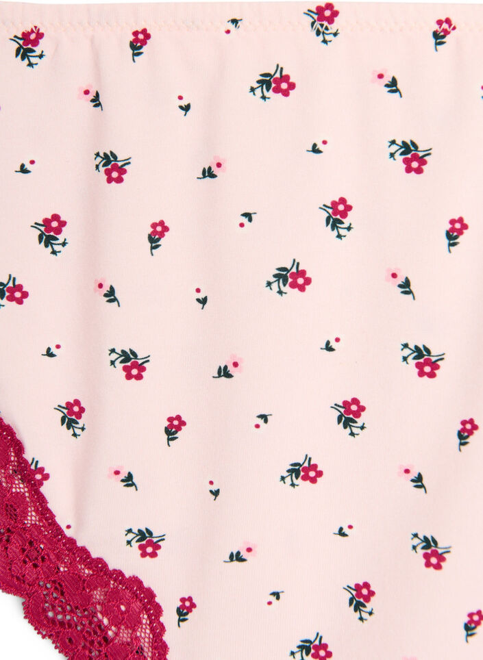 Gebl&uuml;mter Brazilian Slip mit Spitze, Rot, Packshot image number 2