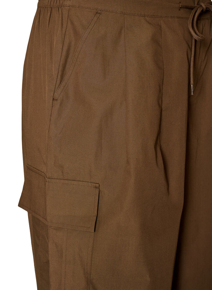 Baumwoll-Cargohose mit Ballonbein, Braun, Packshot image number 2