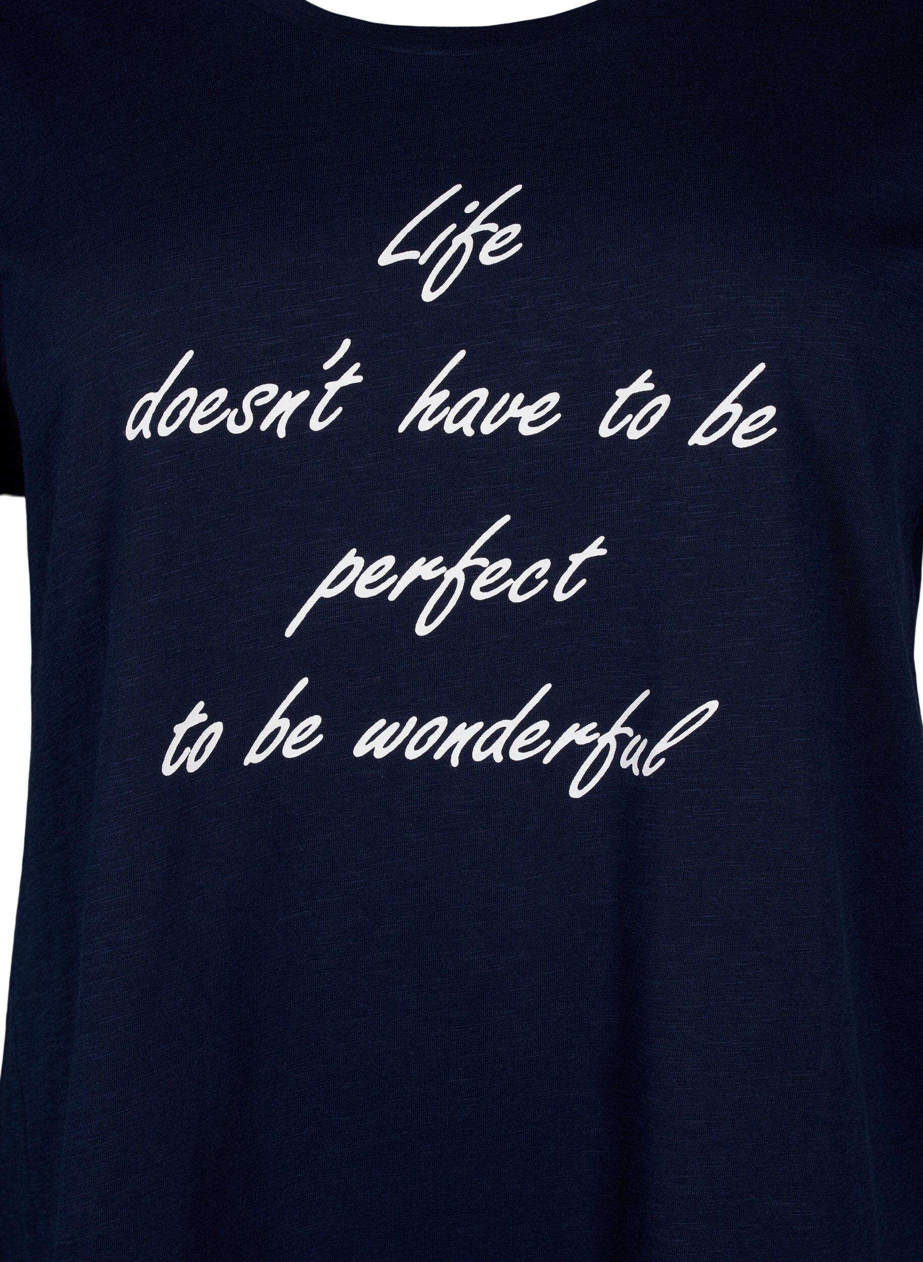 Zizzi Bedrucktes T-Shirt aus Bio-Baumwolle, N.Sky w. White Print, Packshot image number 2