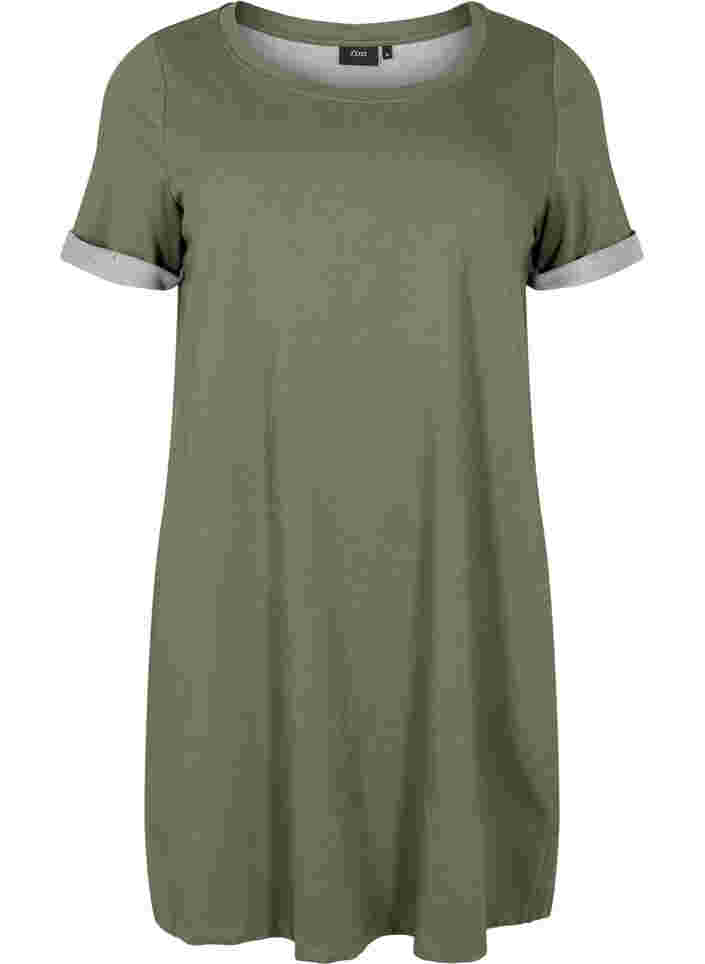 Sweatshirtkleid mit kurzen Ärmeln und Schlitzen, Thyme, Packshot image number 0