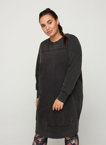 Sweatkleid aus Baumwolle, Grey, Model image number 0
