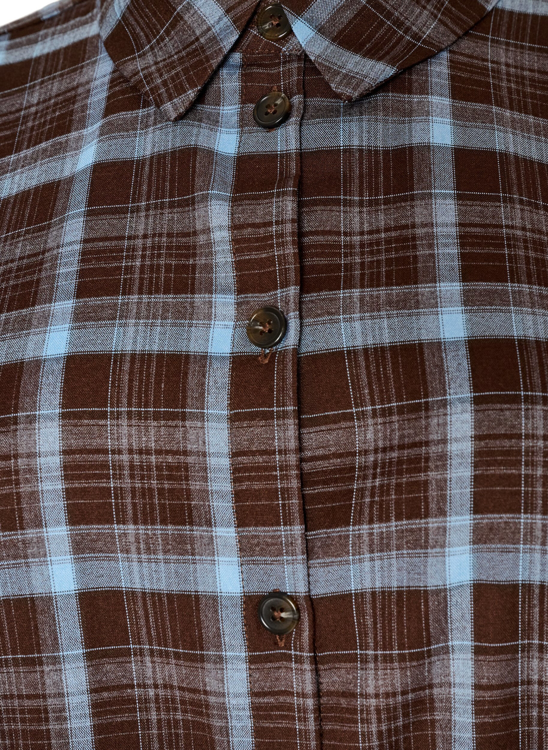 ZizziKnielanges Hemdblusenkleid mit Karomuster, Braun, Packshot image number 2