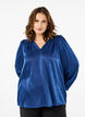  Langärmelige Bluse mit Rüschen und V-Ausschnitt, Estate Blue, Model image number 0