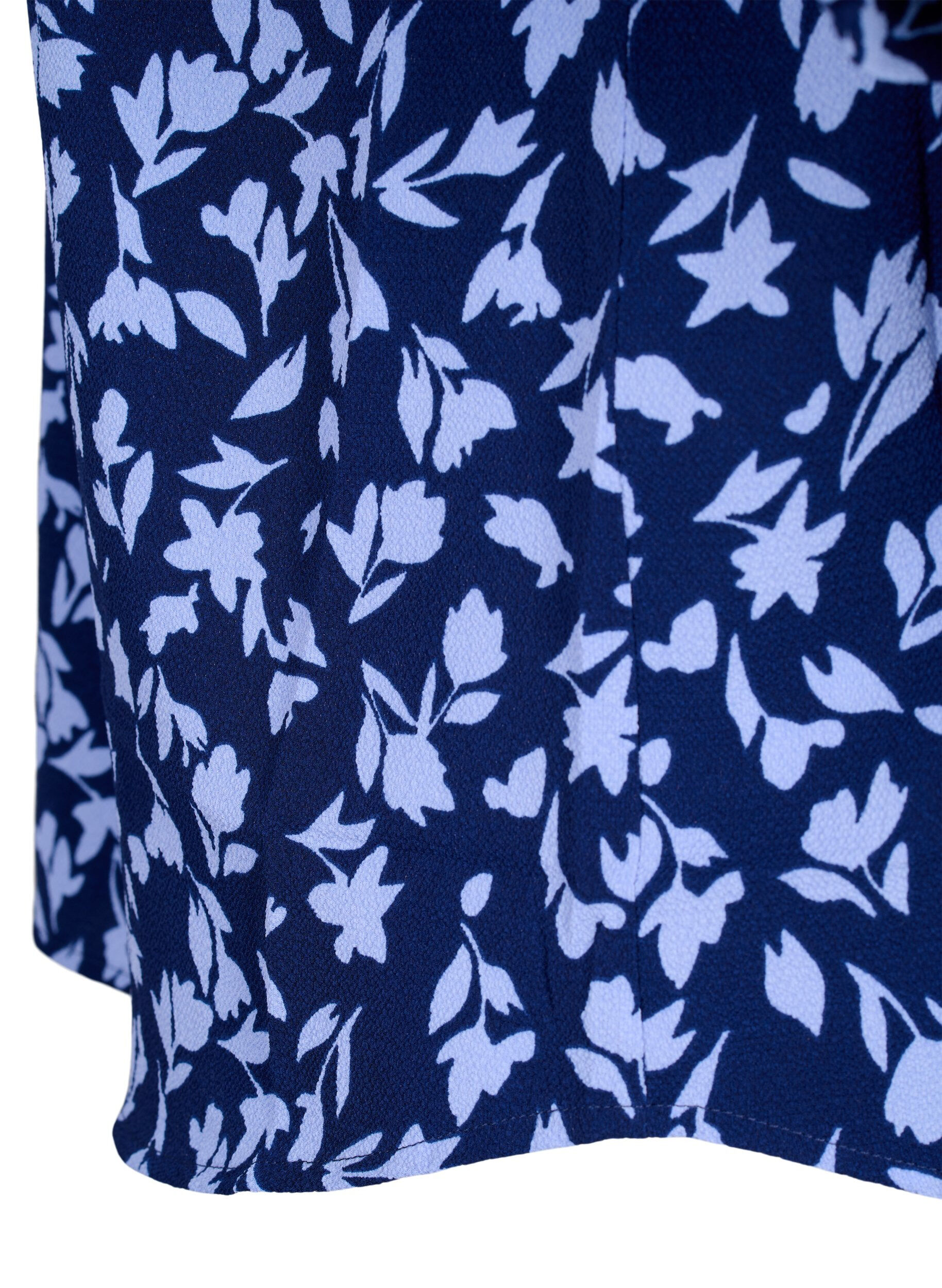 Zizzi Florale Bluse mit 3/4-&Auml;rmeln, M. Blue Flower AOP, Packshot image number 3