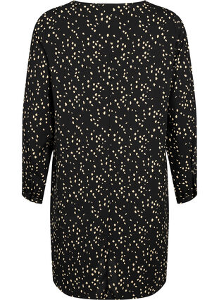Kleid mit V-Ausschnitt und Aufdruck, Black Dot AOP, Packshot image number 1