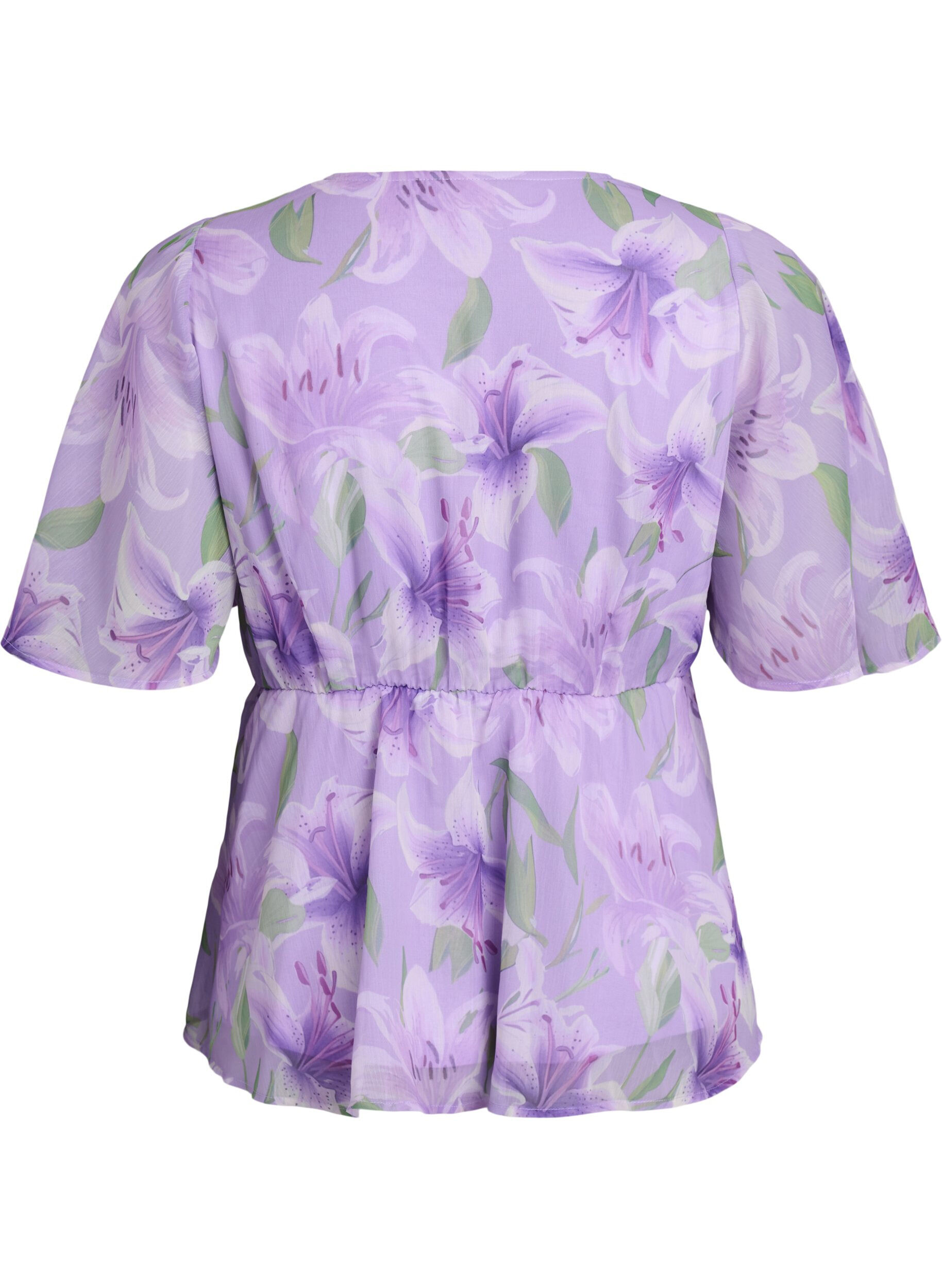 ZizziGebl&uuml;mte Chiffonbluse mit kurzen &Auml;rmeln, lila, Packshot image number 1