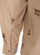 Gestreifte Bluse mit bestickten Blumen, Braun, Packshot image number 3