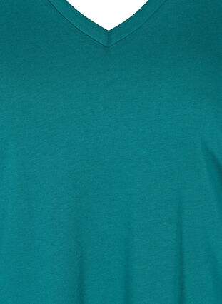 T-Shirt aus Bio-Baumwolle mit V-Ausschnitt, Pacific, Packshot image number 2