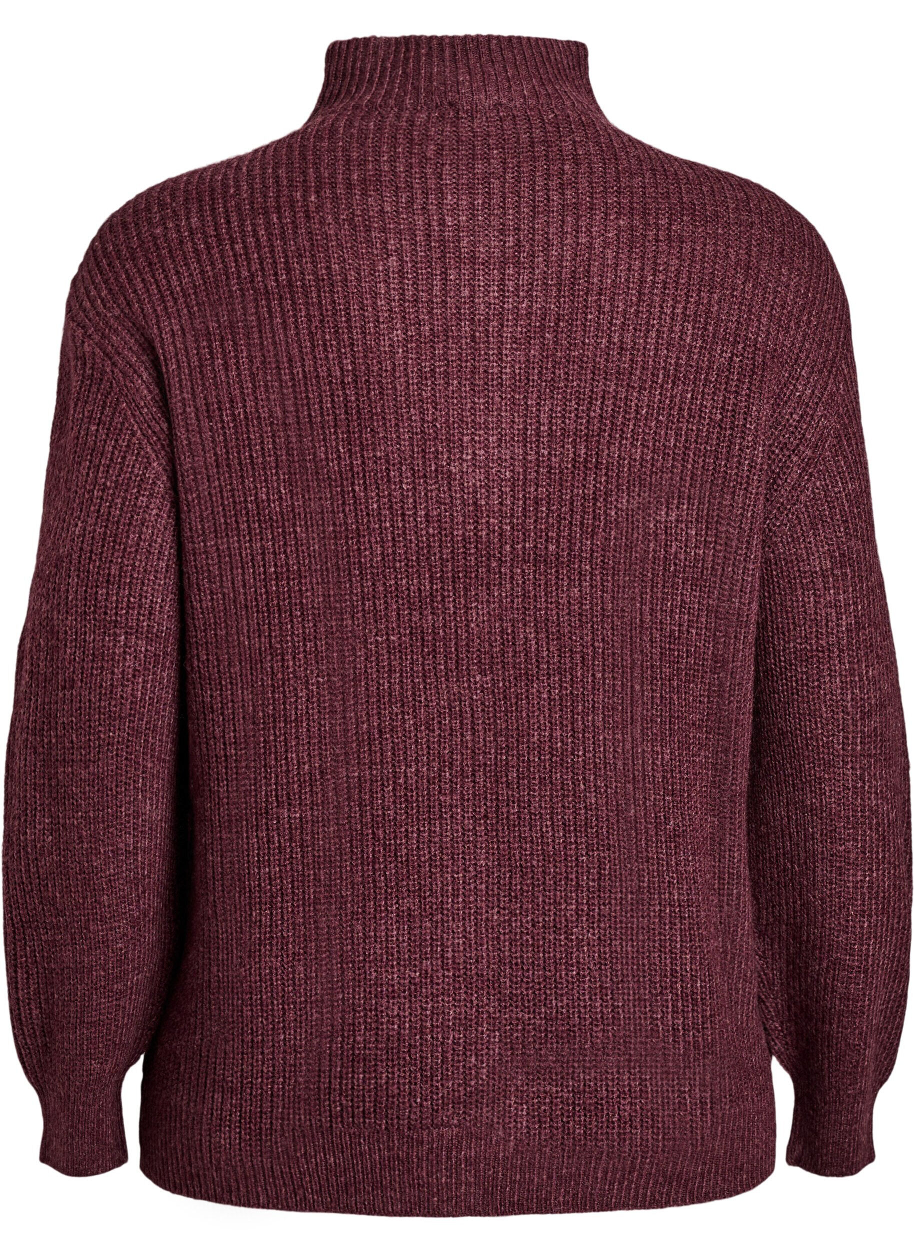 ZizziStrickpullover mit hohem Kragen und Rei&szlig;verschluss, Rot, Packshot image number 1