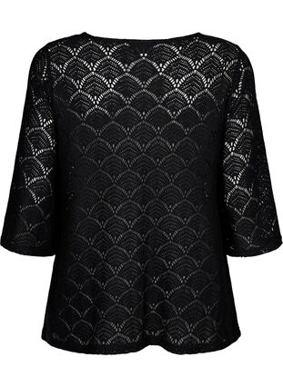 Crochet Bluse mit 3/4 Pins, Black, Packshot image number 1