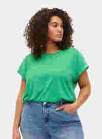 Kurzärmeliges T-Shirt aus einer Baumwollmischung, Kelly Green, Model