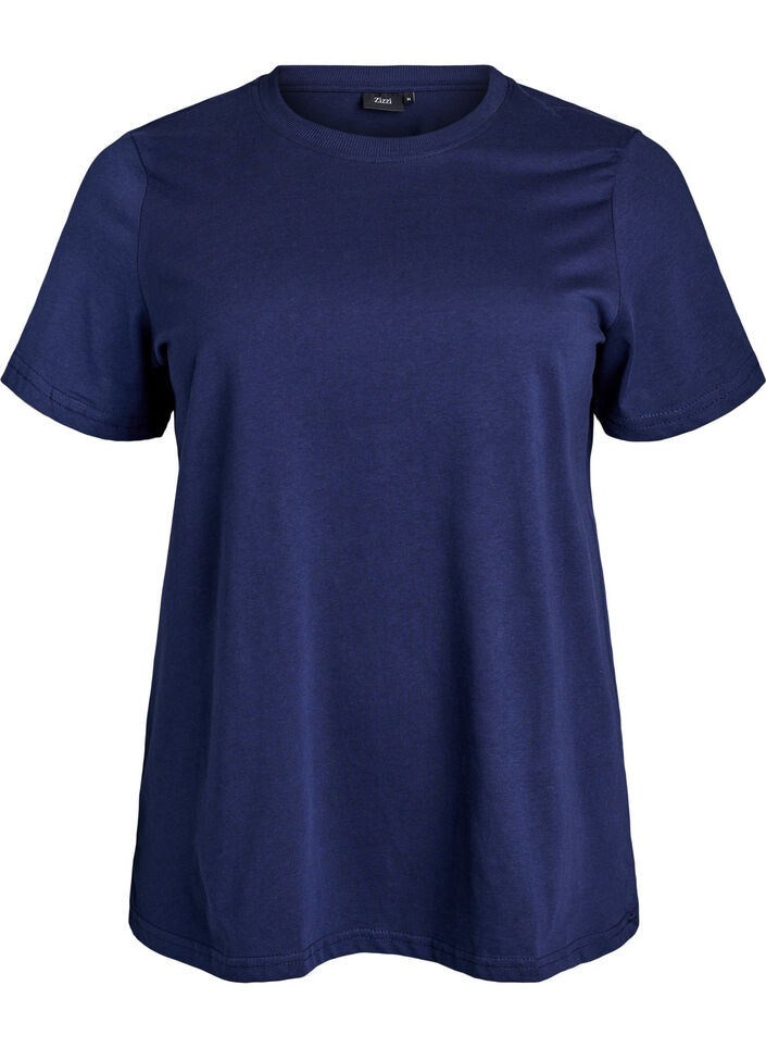 Basic-T-Shirt aus Baumwolle mit Rundhalsausschnitt, Blau, Packshot image number 0