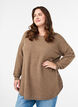 Lange Strickbluse mit Kugelkn&ouml;pfen, Braun, Model image number 0