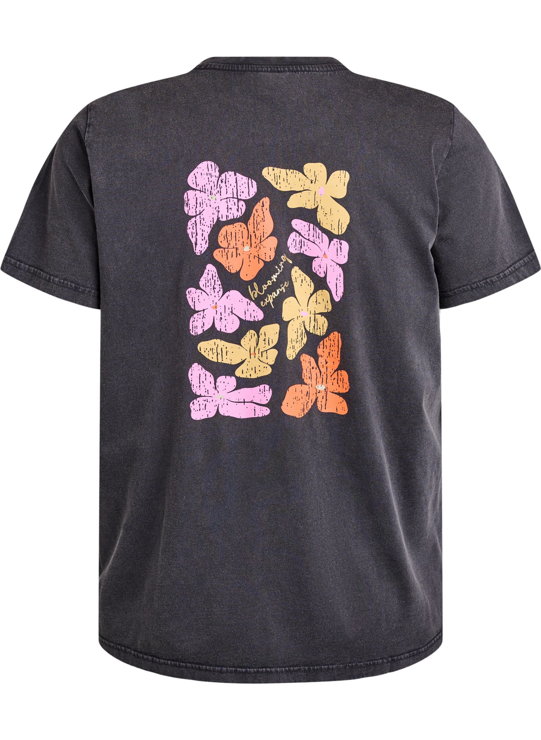 Zizzi T-Shirt aus Bio-Baumwolle mit coolem Print, Grau, Packshot image number 1