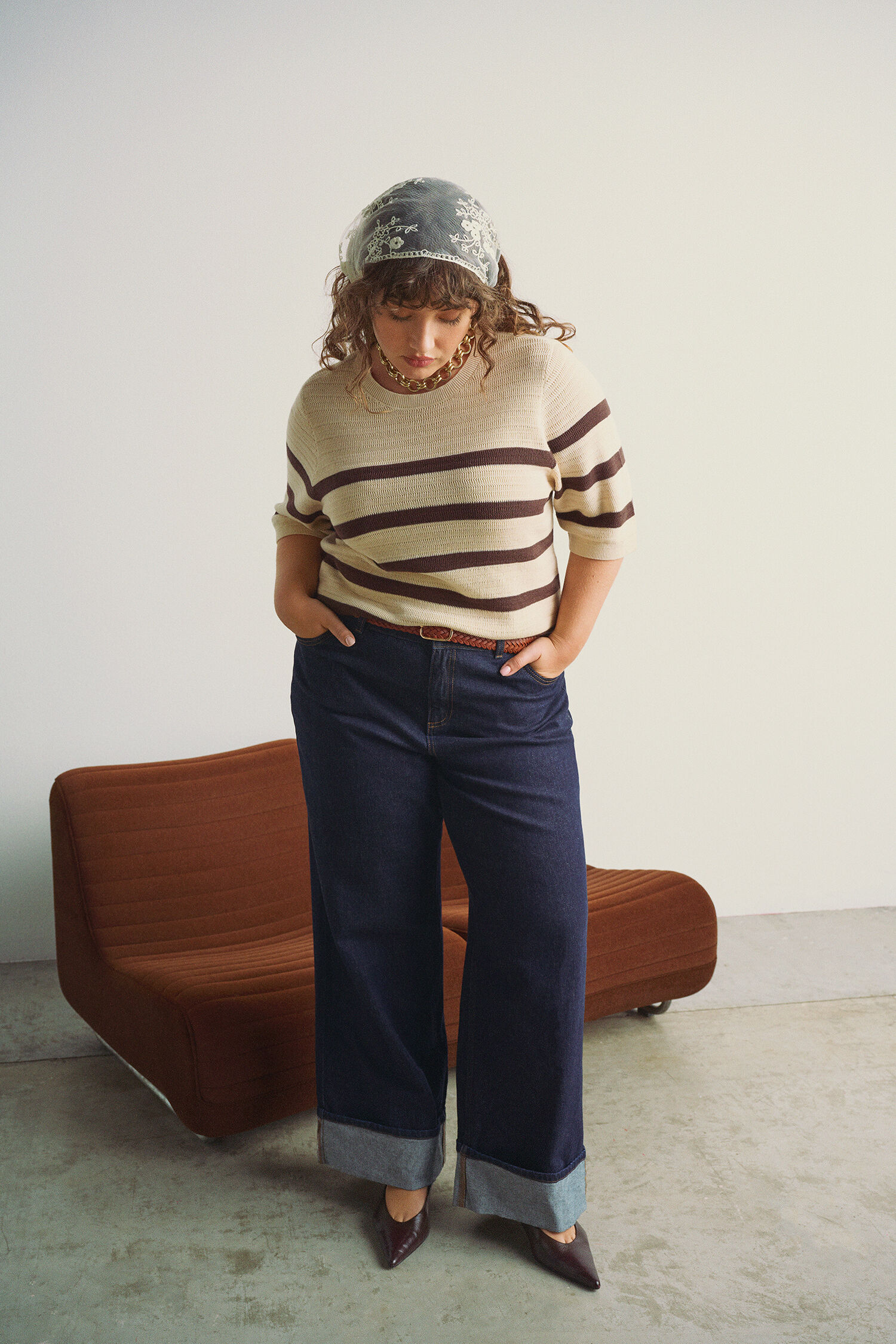 Zizzi Gestreifter Strick, , Model