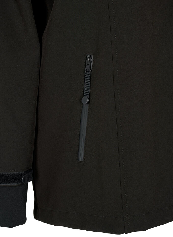 Kurze Softshell-Jacke mit abnehmbarer Kapuze, Schwarz, Packshot image number 3