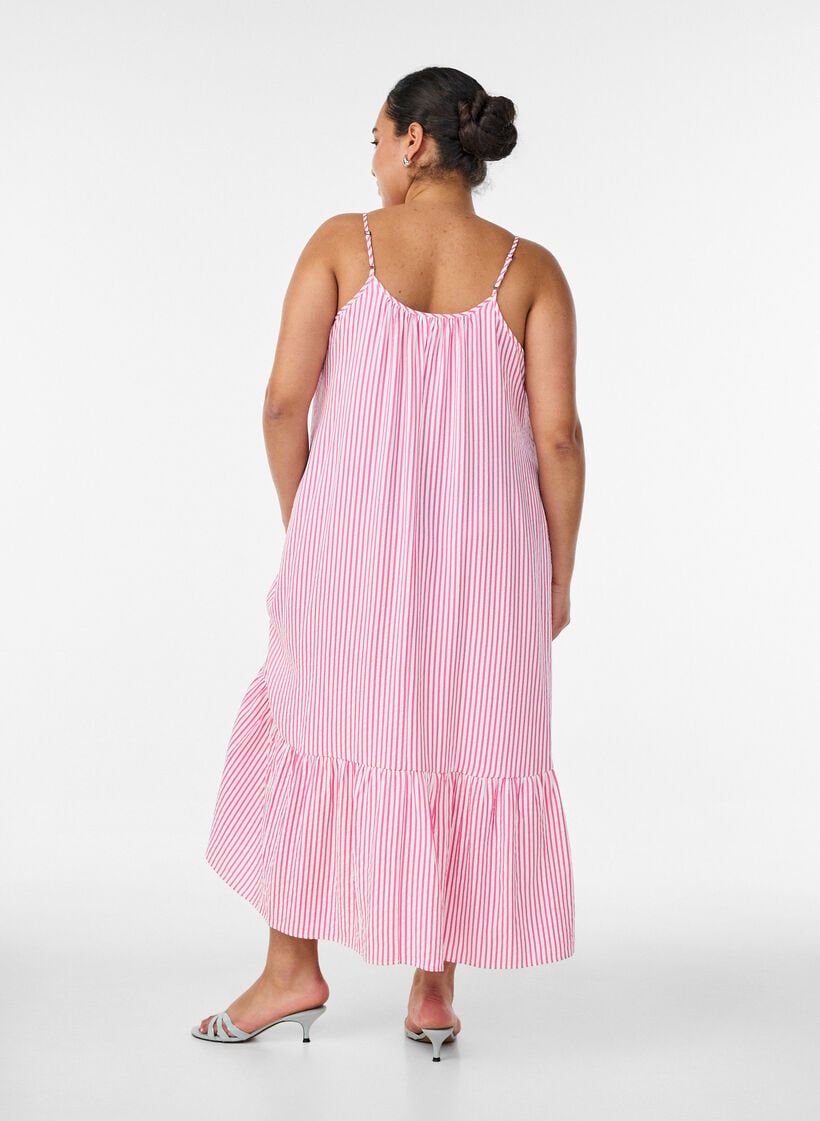 Sommerkleid mit Streifen und A-Linie, Pink, Model image number 1