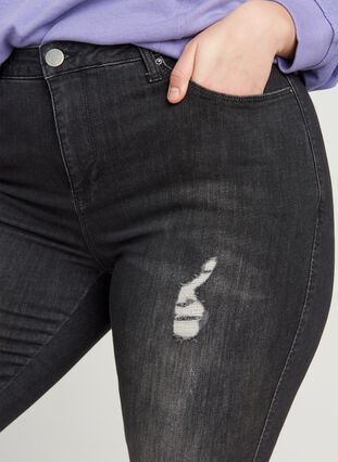Amy Jeans mit Schlitzdetails, Grey Denim, Model image number 2
