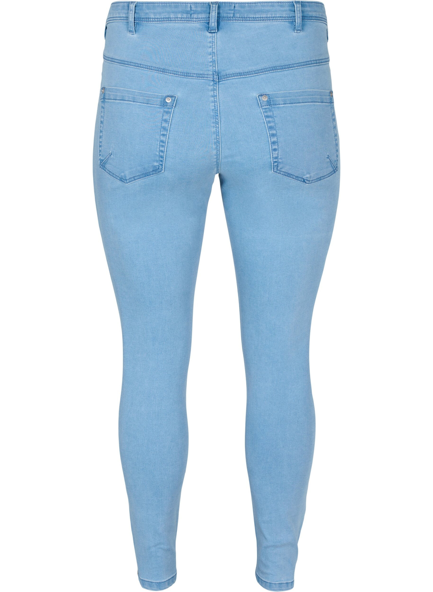 Zizzi Cropped Amy Jeans mit Rei&szlig;verschluss, Blau, Packshot image number 1
