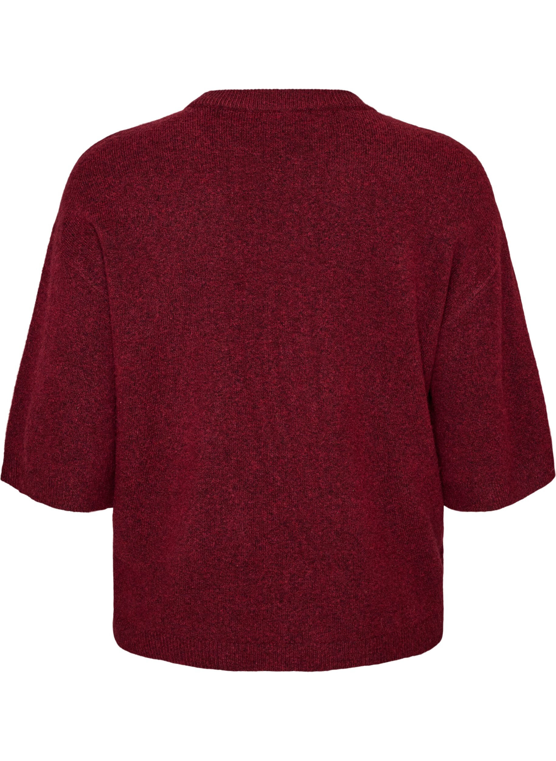 ZizziLocker sitzende Strickshirt mit kurzen &Auml;rmeln, Rot, Packshot image number 1