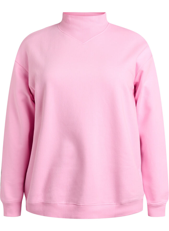 Sweatshirt mit hohem Kragen und langen Ärmeln, Pink, Packshot image number 0