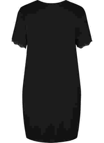Kurzarm Nachthemd aus Viskose, Black, Packshot image number 1