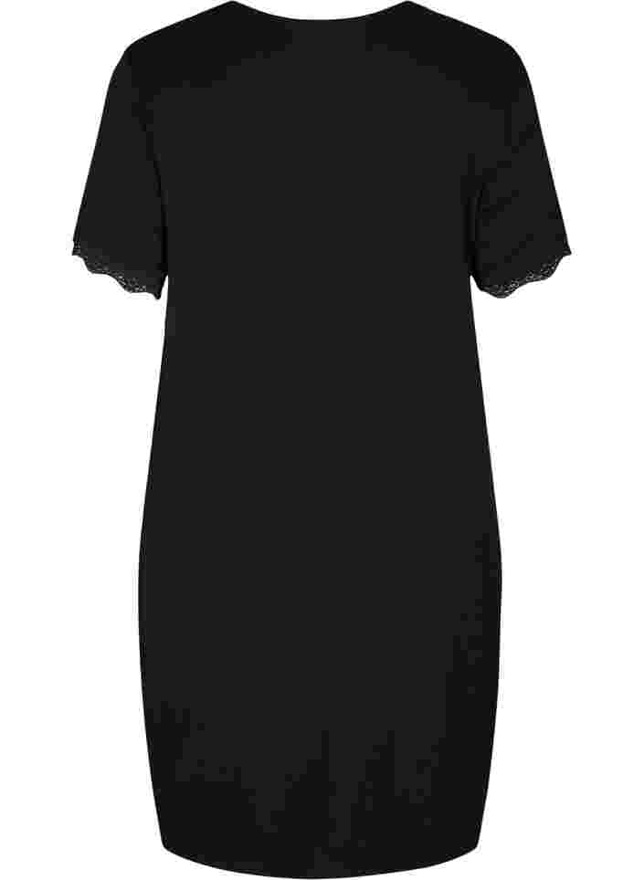 Kurzarm Nachthemd aus Viskose, Black, Packshot image number 1