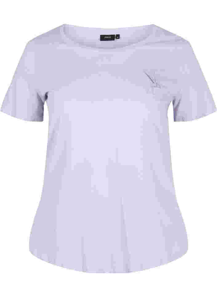 Kurzarm T-Shirt aus Baumwolle mit Aufdruck, Thistle Bird, Packshot image number 0