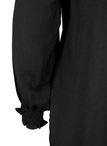 Bluse mit Smok und V-Ausschnitt, Black, Packshot image number 3