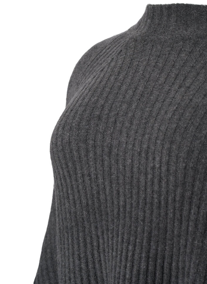 Rollkragenpullover mit Rippstruktur, Dark Grey Melange, Packshot image number 3