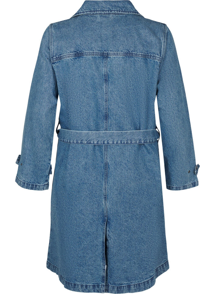Denim-Trenchcoat mit Gürtel, Blue Denim, Packshot image number 1