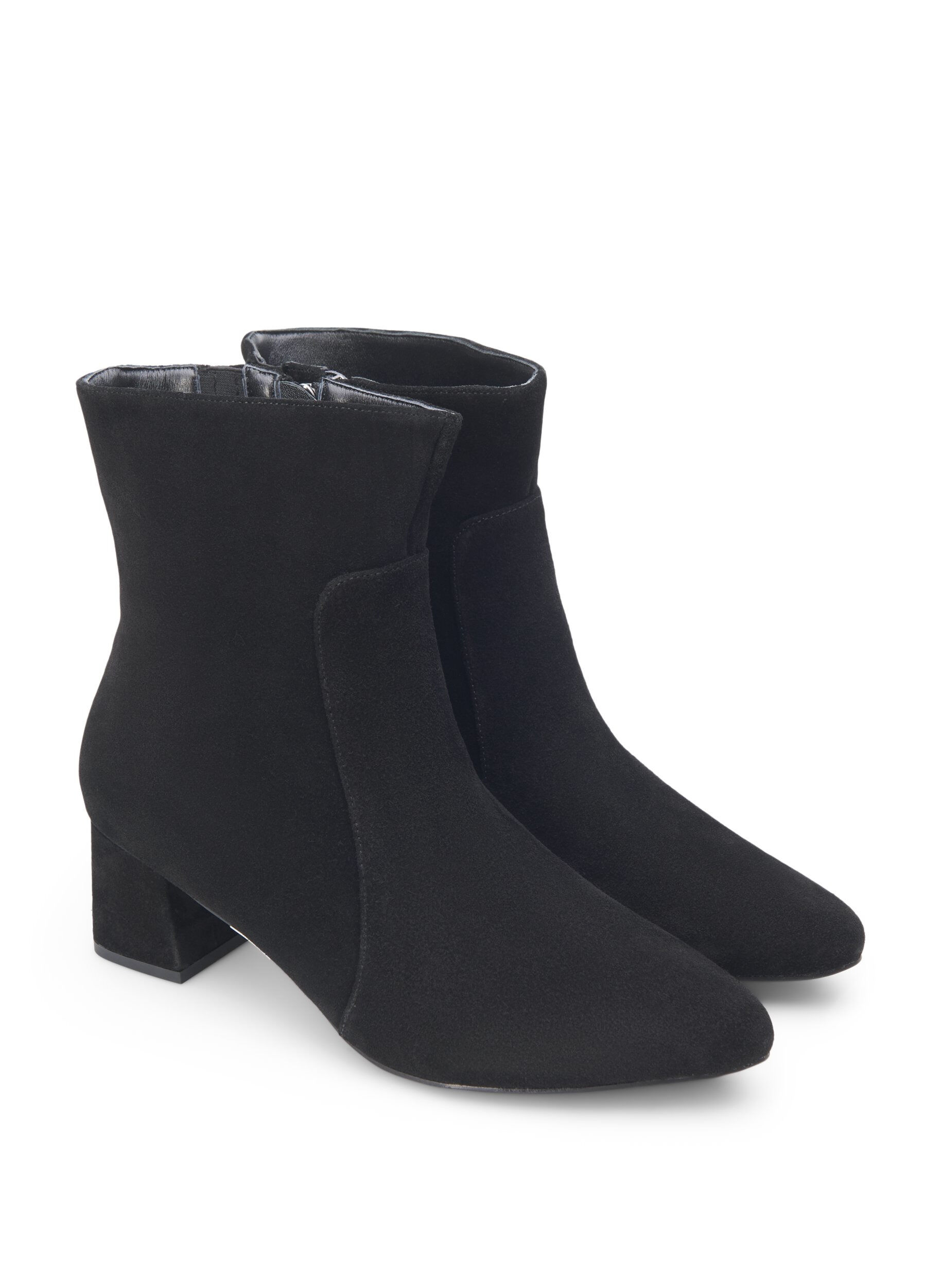 Zizzi Extra-Weite - Kn&ouml;chenstiefel aus Wildleder mit Absatz, Black, Packshot image number 1