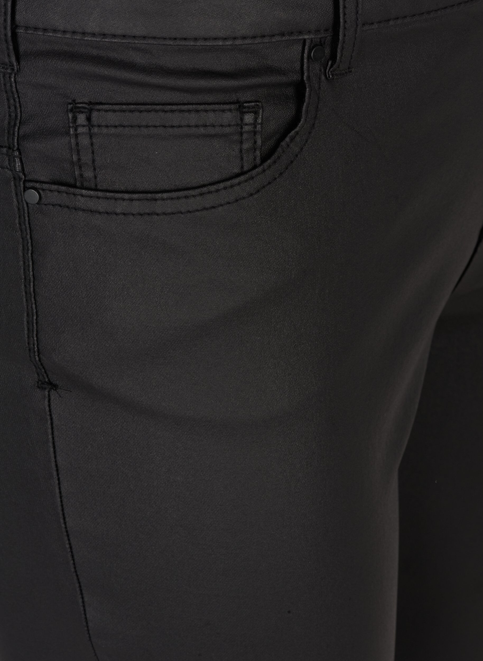 Zizzi Coated Amy Jeans , Black coated, Packshot image number 2