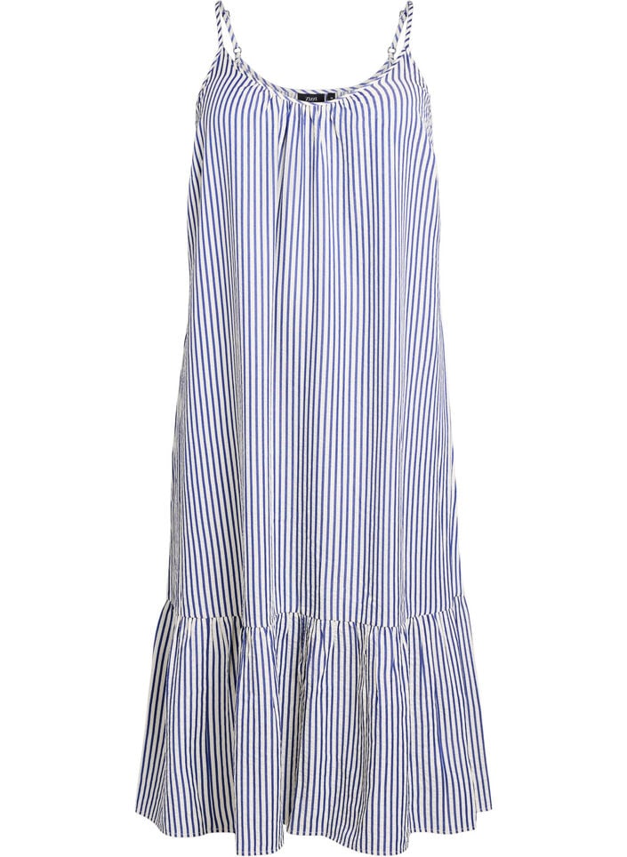 Sommerkleid mit Streifen und A-Linie, Blau, Packshot image number 0