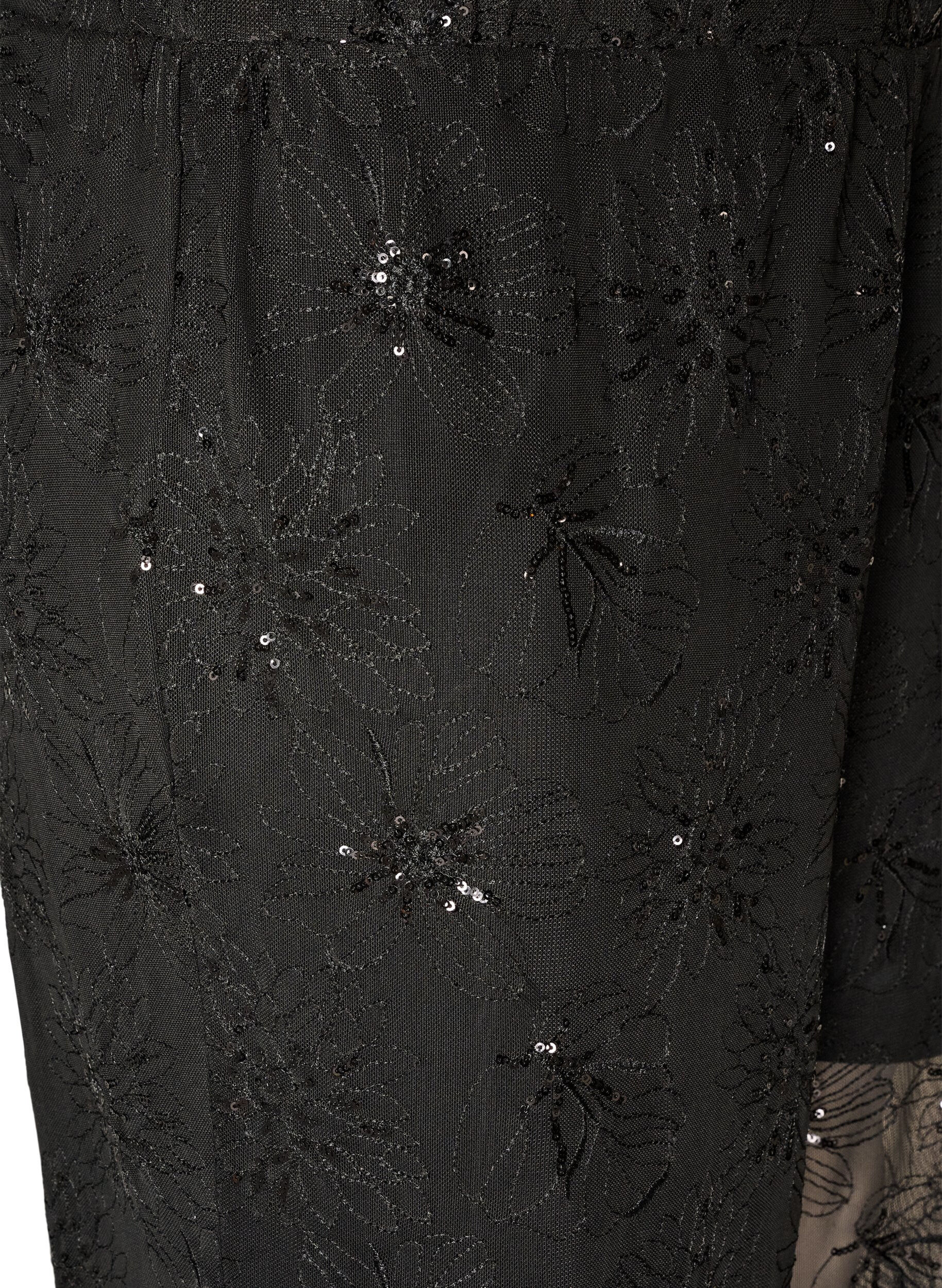 ZizziHose aus Mesh mit floraler Stickerei und Pailletten, Schwarz, Packshot image number 2