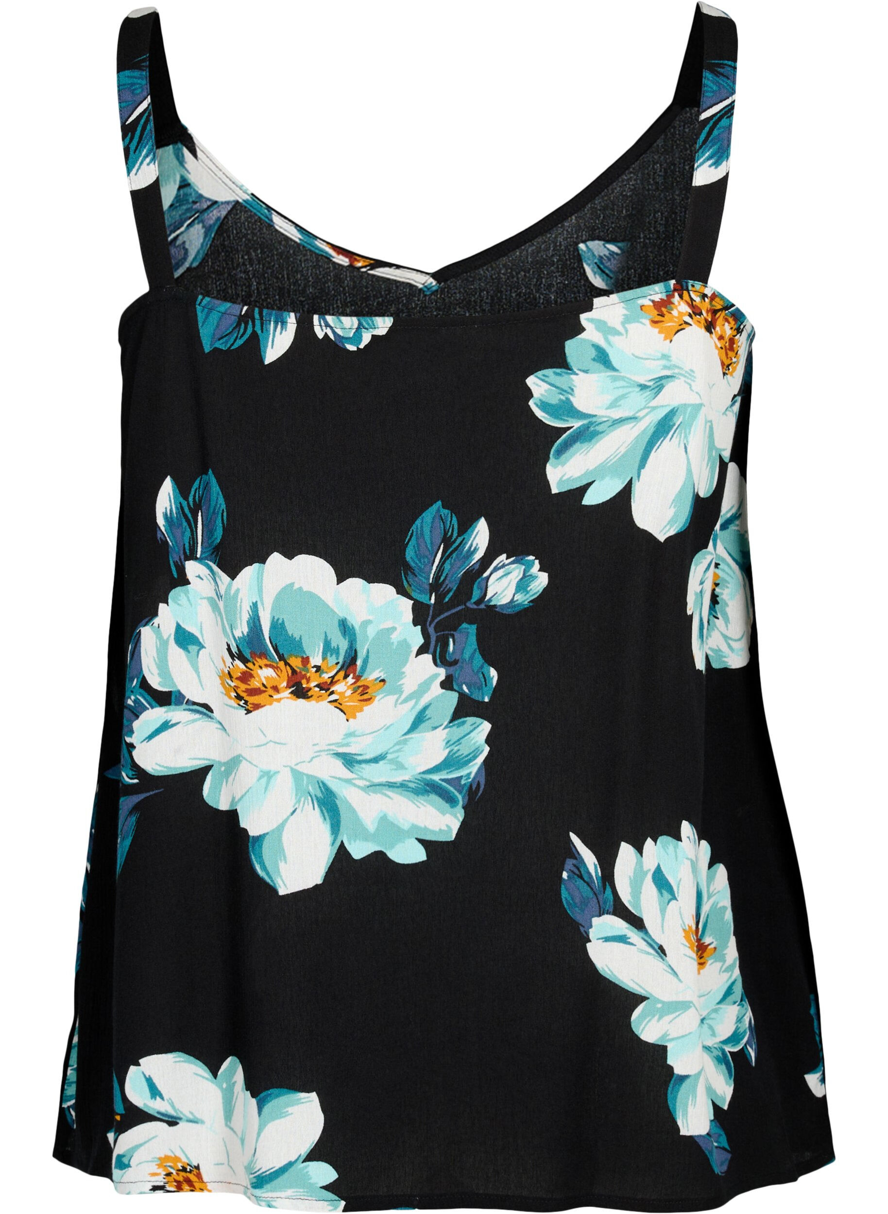 Zizzi &Auml;rmelloses Top aus Viskose, Black Big Flower, Packshot image number 1