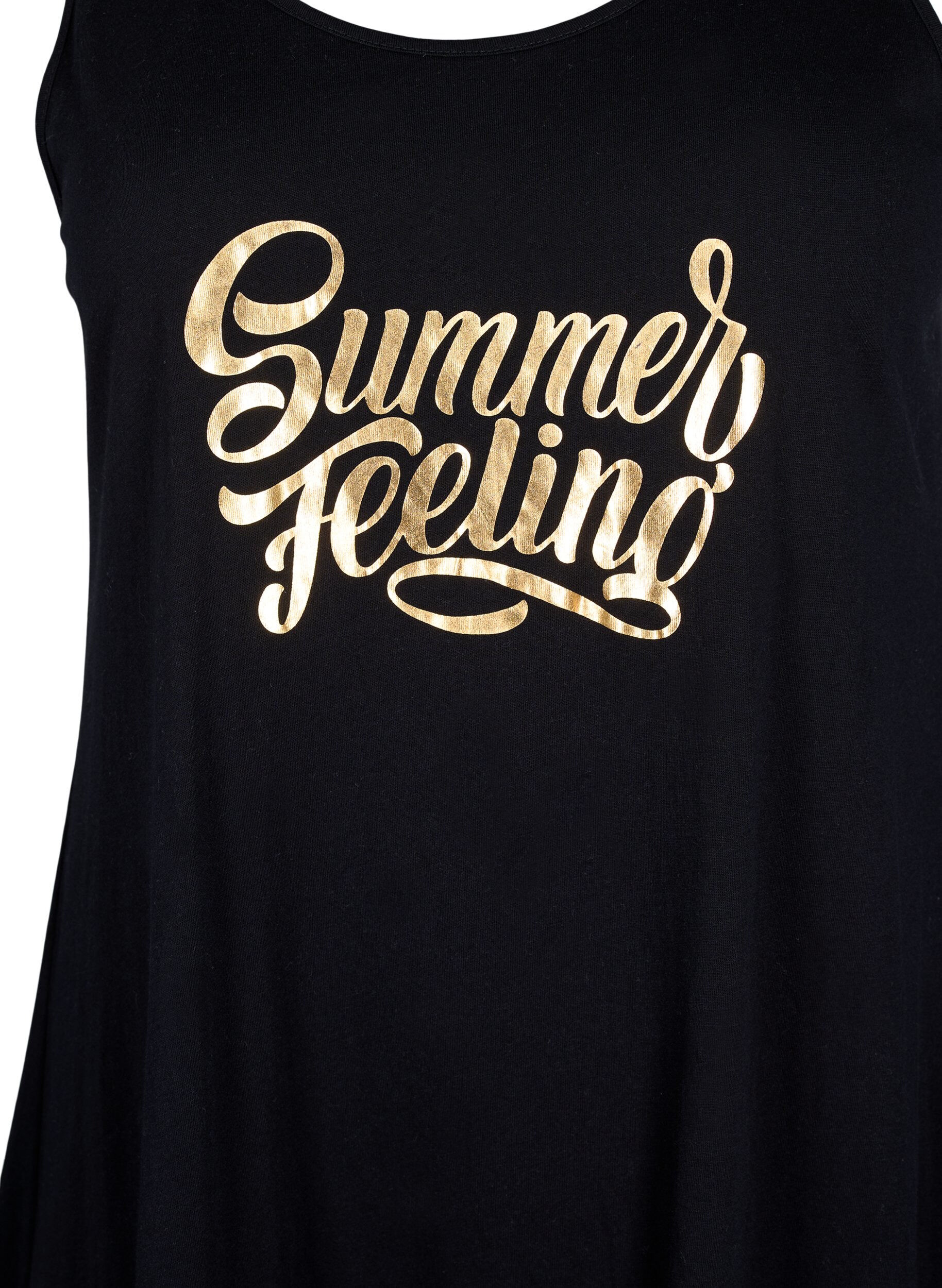 Zizzi &Auml;rmelloses Kleid aus Baumwolle mit A-Linie, Black W. Summer, Packshot image number 2