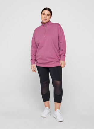 Meliertes Sweatshirt mit Reißverschluss, Grape Nectar Melange, Model image number 1