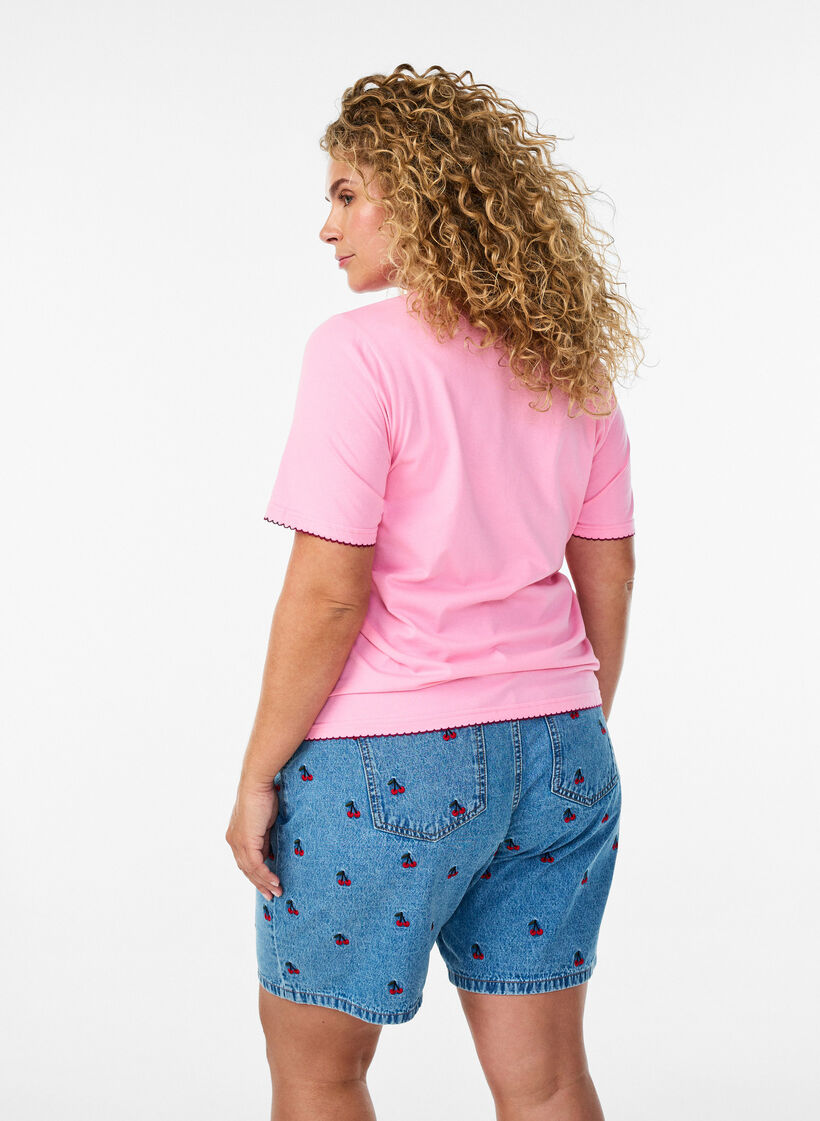 Bestickte Denimshorts, Blau, Model image number 2