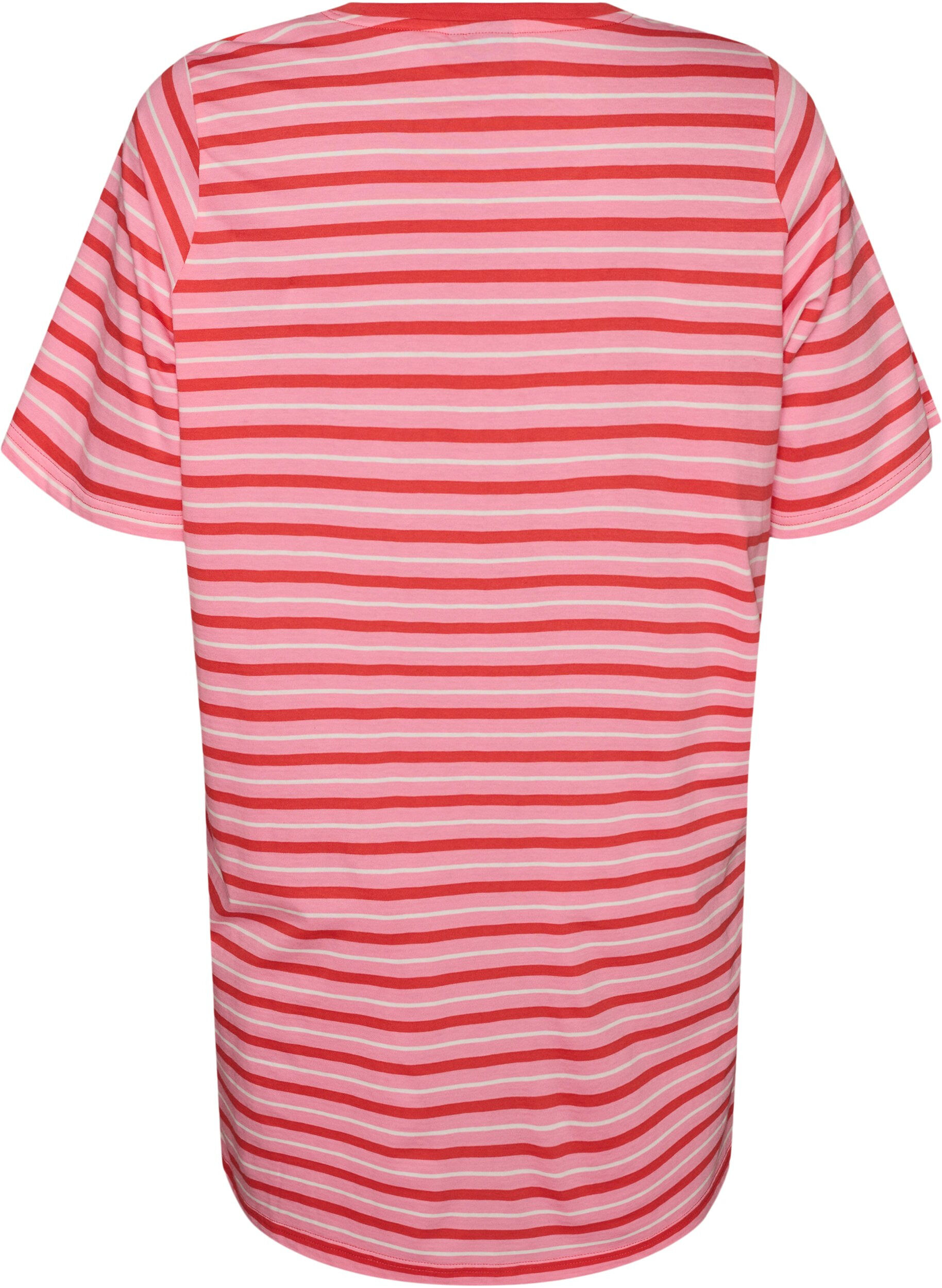 ZizziLanges oversized T-Shirt aus Bio-Baumwolle mit Streifen, Pink, Packshot image number 1