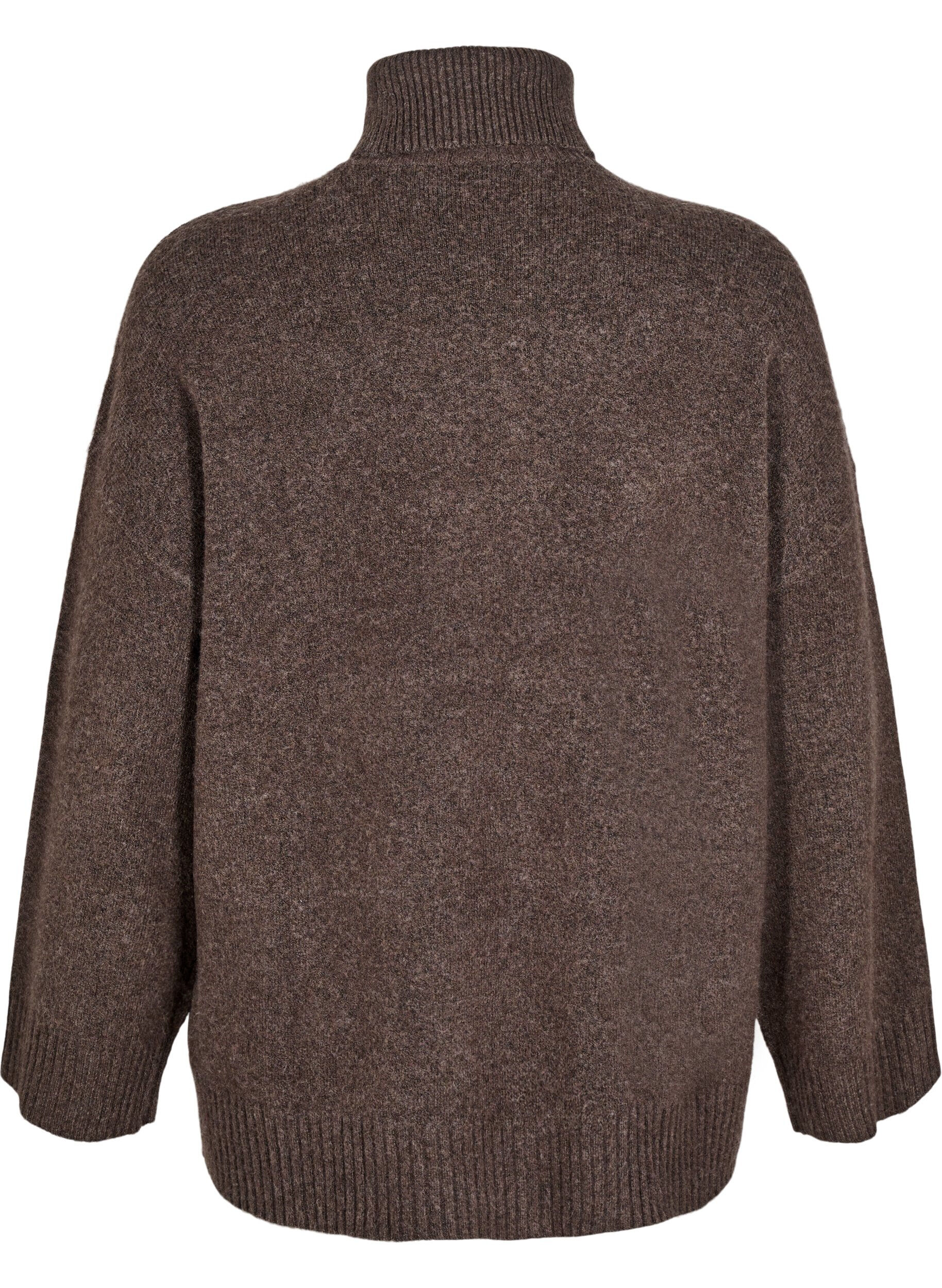 Zizzi Rollkragenpullover aus Strick, Bracken Mel., Packshot image number 1