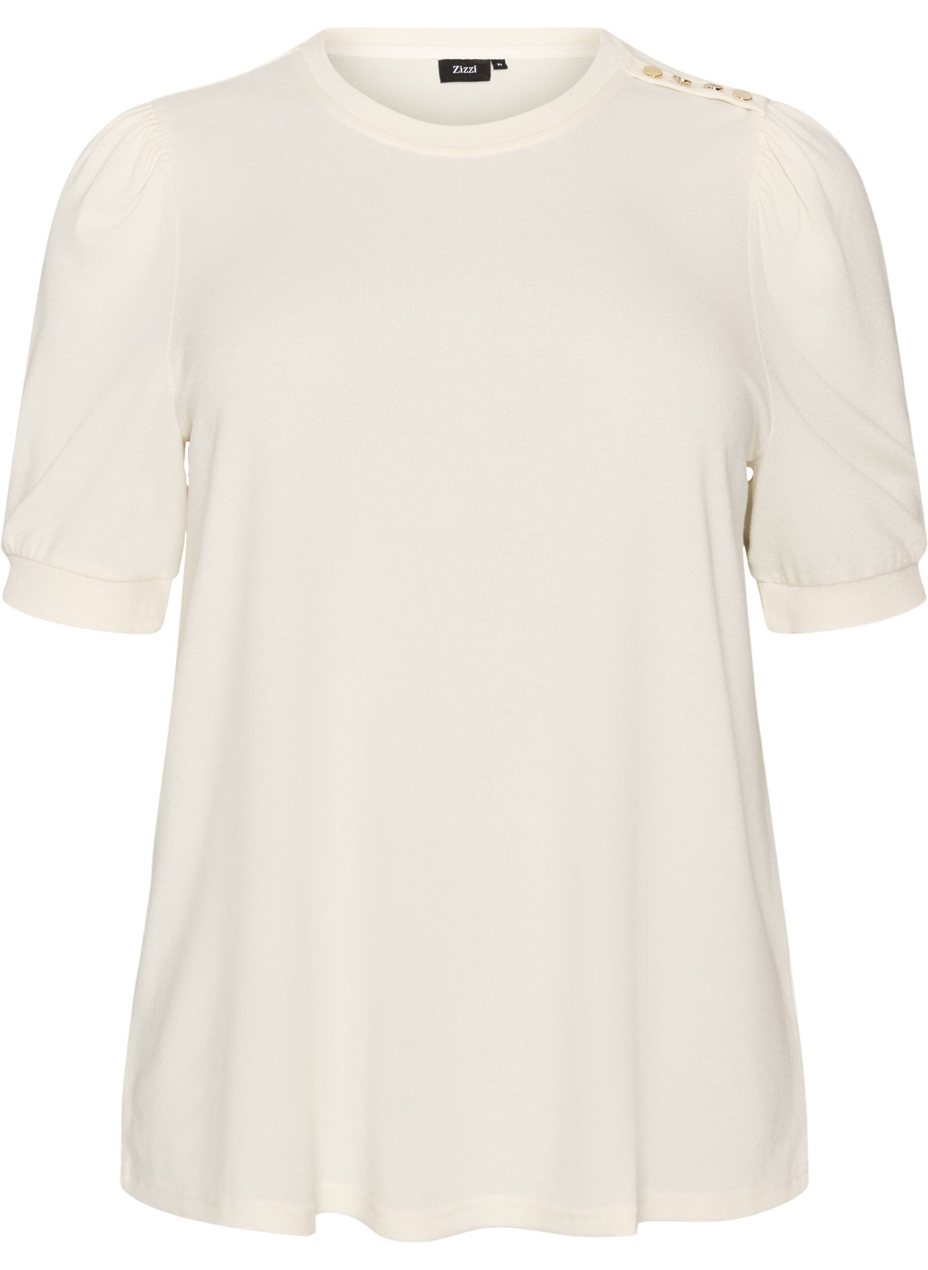 Bluse mit Knopfdetail und kurzen Puff&auml;rmeln