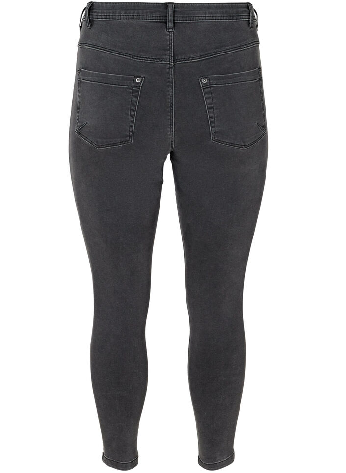 Cropped Amy Jeans mit Rei&szlig;verschluss, Grau, Packshot image number 1