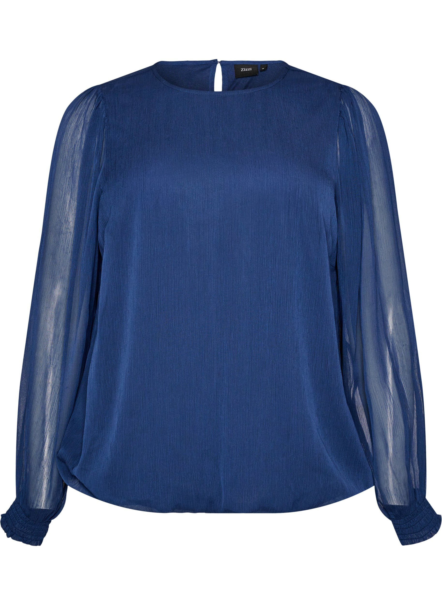 Bluse aus Chiffon mit transparenten &Auml;rmeln