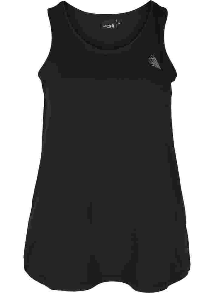 Einfarbiges Trainingstop mit Rundhalsausschnitt, Black, Packshot image number 0