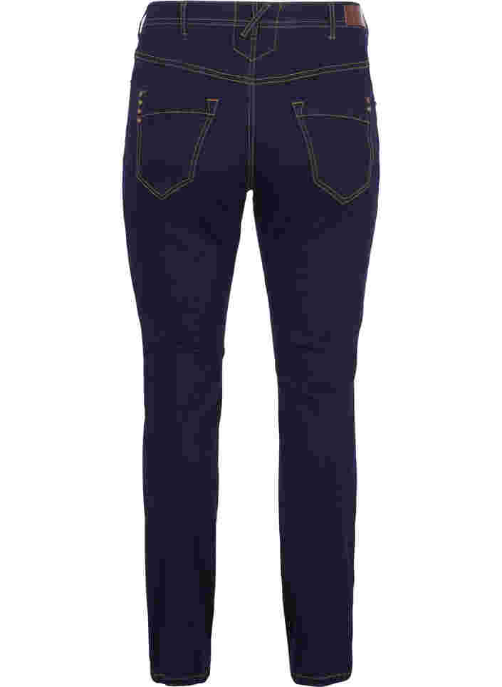 Slim Fit Vilma Jeans mit hoher Taille, Dk blue rinse, Packshot image number 1
