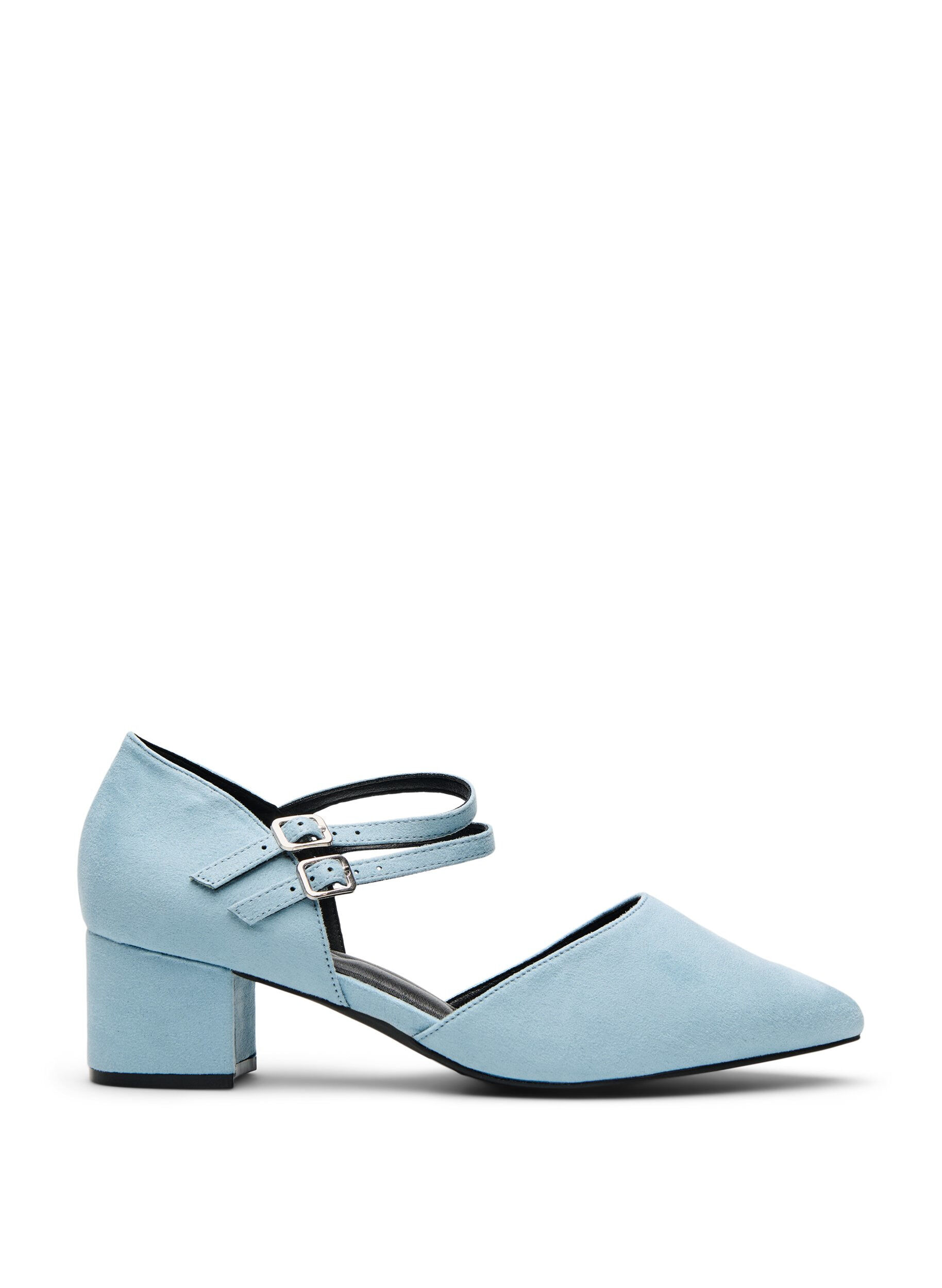 Zizzi Pumps mit doppelten Riemen, Blau, Packshot image number 0