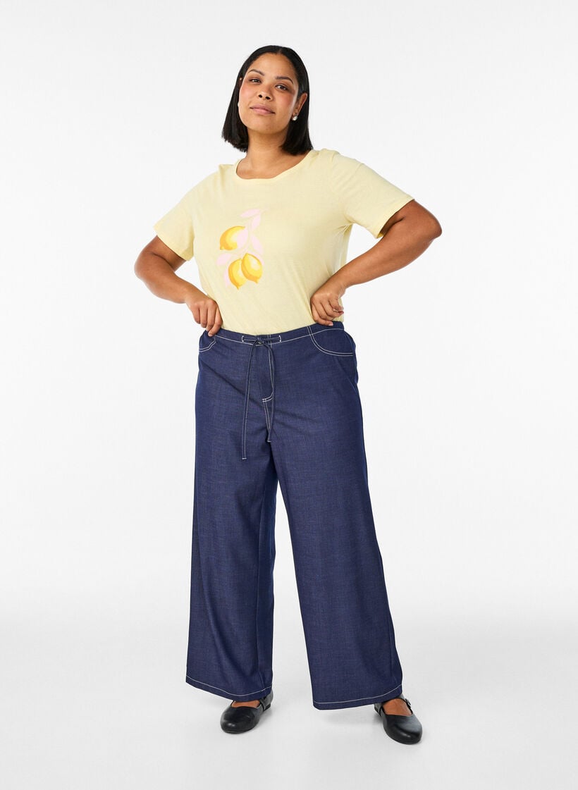 T-Shirt mit Print, Gelb, Model image number 1